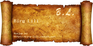 Birg Lili névjegykártya